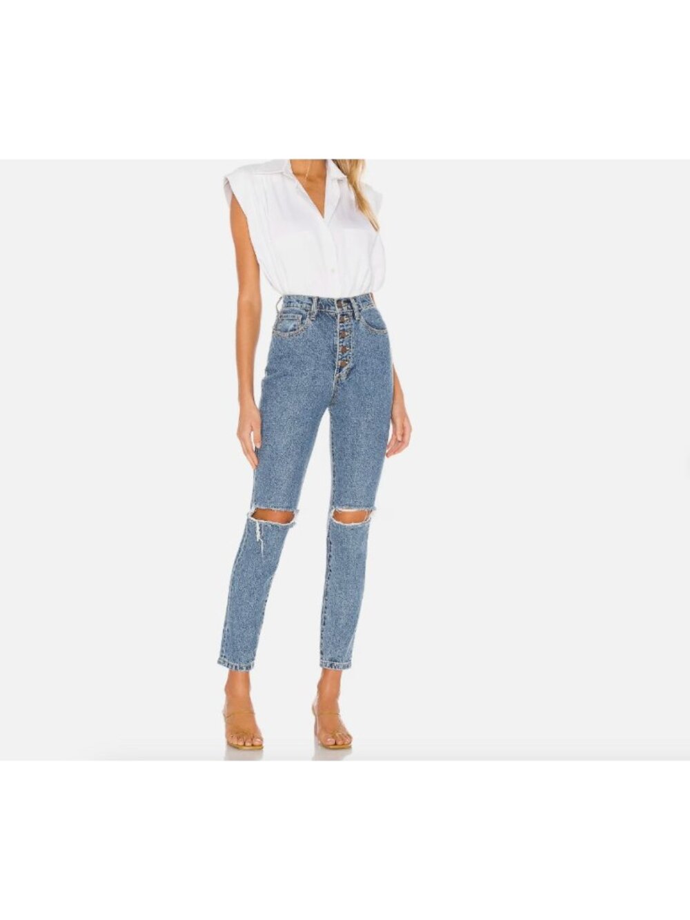 WeWoreWhat Danielle High Rise Vintage Straight Jeans NWT Button Fly Size 28